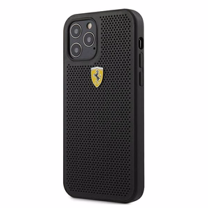 Ferrari FESPEHCP12MBK iPhone 12/12 Pro 6.1" black/black hardcase On Track Perforated