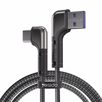 YESIDO ANGLE KABELIS CA81 18W USB/USB-C  2M, 2A melns