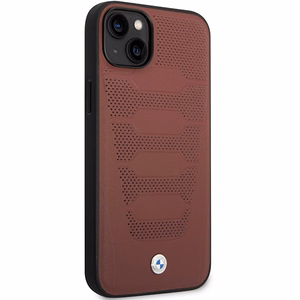 Viedtālruņa apvalks BMW BMHCP14S22RPSR iPhone 14 6.1" bordo/bordo ādas sēdekļu raksts