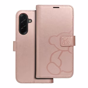MEZZO grāmatas apvalks SAMSUNG A36 5G lācītis rozā zelts