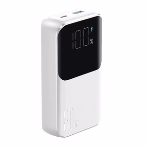 Мини внешний аккумулятор со встроенными кабелями Joyroom JR-PBC06 30W 10000mAh - белый