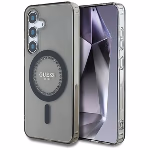 Guess Rhinestones Printed Classic Logo MagSafe Samsung Galaxy S25 case black