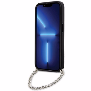 Karl Lagerfeld KLHCP14LSACKLHPK iPhone 14 Pro 6.1" melns melns Kietais vāciņš Saffiano Monogrāma Ķēde