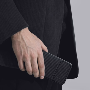 Nillkin Synthetic Fiber S viedtālruņa apvalks iPhone 14 Pro Max ar kameras vāciņu, melns