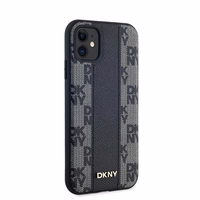 DKNY Ādas rūtainais magnētiskais apvalks iPhone 11 / Xr - melns