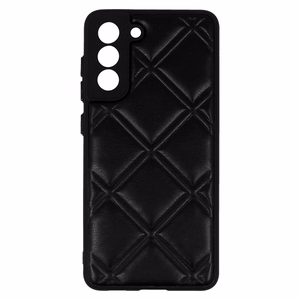 Ādas 3D viedtālruņa apvalks Samsung Galaxy S21 FE dizains 3 melns