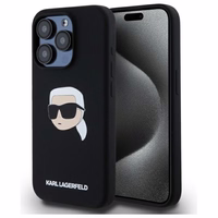 Karl Lagerfeld KLHMP15LSKHPPLK iPhone 15 Pro 6.1" melns/melns cietais apvalks Silikona Karl galvas apdruka MagSafe