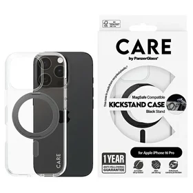 CARE by PanzerGlass Funkcionālais viedtālruņa apvalks ar statīvu iPhone 16 Pro 6.3" melns/melns Magnētiskais 1322