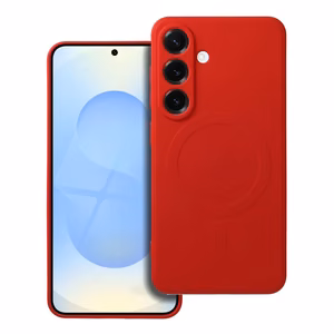 Case for Samsung S25 Silicone Mag Cover compatible with MagSafe red