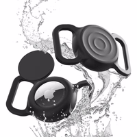 AirTag silikona ūdensizturīgs apvalks suņa vai kaķa kaklasiksnai - melns