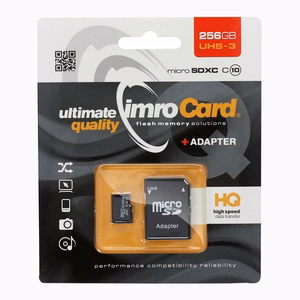 Карта памяти IMRO microSD 256GB 100MB/s class 10 UHS 3 с адаптером SD