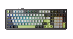 F99 Pro Black+Grey+Green GrayWood RGB AULA gasket tastatūra