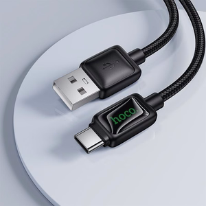 Kabelis ar LCD USB A uz USB C Hoco 3A 1,2 m U146 melns