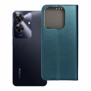 SMART MAGNETO grāmatas tipa viedtālruņa apvalks REALME NOTE 60, tumši zaļš
