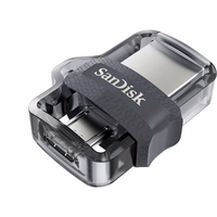 SanDisk Ultra Dual m3.0 USB flash drive 32 GB USB Type-A / Micro-USB 3.2 Gen 1 (3.1 Gen 1) melns, sudraba, caurspīdīgs