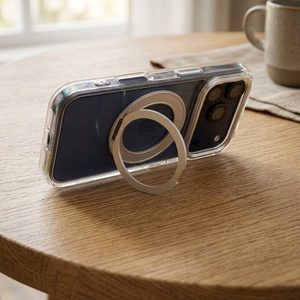 Case for iPhone 17 Frame Circle Stand compatible with MagSafe transparent