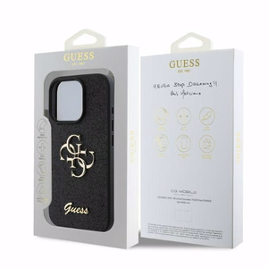 Guess Fiksētais spīdīgais 4G apvalks iPhone 16 Pro Max (m) - melns