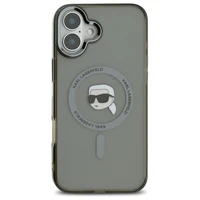 Karl Lagerfeld IML Metal Karl Head Magnētiskais iPhone 16 Plus viedtālruņa apvalks - melns