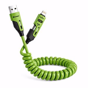 Vakoss MLU680G 4 vienā kabelis, 1,5 m, 60 W, 3 A, QC/PD, zaļš