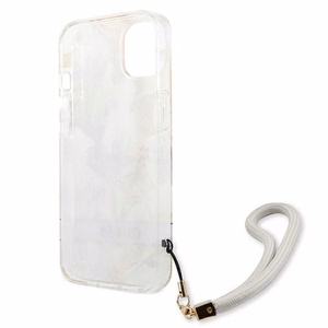 Guess GUHCP13SHFLSU iPhone 13 mini 5.4" violets cietais viedtālruņa apvalks ar ziedu siksniņu