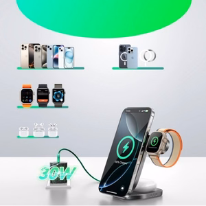 Bezvadu lādētājs Joyroom JR-W17 3in1 melns 15W Qi2 (iPhone / Apple Watch / Airpods)