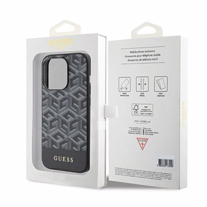 Guess GCube Stripes Magnētiskais viedtālruņa apvalks iPhone 15 Pro Max - melns