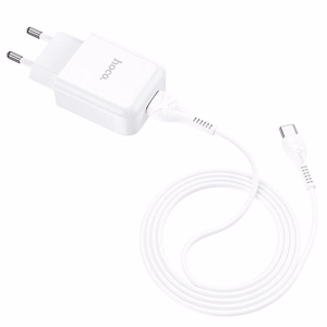 Lādētājs Hoco USB A 2A 10W + kabelis USB A uz USB C N2 balts