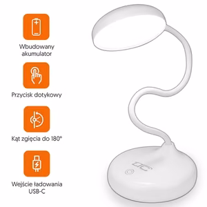 Беспроводная LED настольная лампа 6W, 3000/4500/6000K, сенсорное управление, 3000mAh, белая, LTC