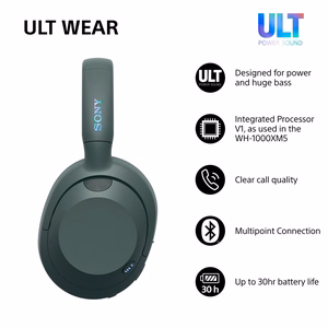 Sony ULT WEAR – bezvadu Bluetooth austiņas ar ULT POWER SOUND, dziļiem basiem, trokšņu slāpēšanu, līdz 30 h akumulatoru