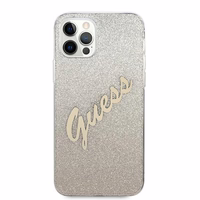 Guess GUHCP12MPCUGLSGO iPhone 12/12 Pro 6.1" zelts kietais vāciņš Glitter Gradient Script