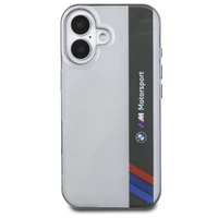 BMW Motosport IML vertikālā svītra iPhone 16 Plus apvalks - pelēks