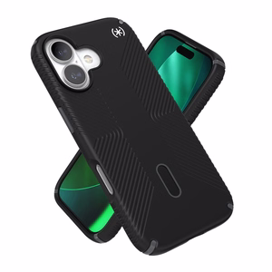 Speck Presidio2 Grip ClickLock & MagSafe vāciņš ierīcei iPhone 17, “Black / Slate Gray / White” krāsā