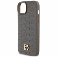 DKNY Ādas raksts metāla logotips Magnētiskais viedtālruņa apvalks iPhone 15 / 14 / 13 - brūna