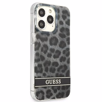 Guess GUHCP13LHSLEOK iPhone 13 Pro / 13 6.1" pelēks/pelēks cietais apvalks Leopards