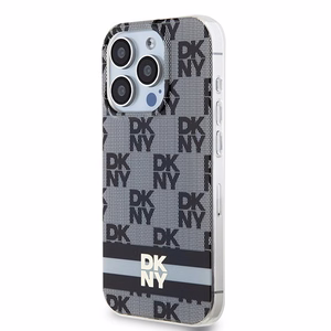 DKNY IML rūtainais mono raksts un drukātas svītras Magnētiskais viedtālruņa apvalks iPhone 15 Pro Max - melna