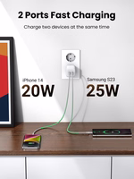 Lādētājs Ugreen CD294 45W GaN 2xUSB-C balts