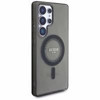 Guess Kristāli Drukāts Klasiskais Logotips Magnētiskais Samsung Galaxy S25 Ultra viedtālruņa apvalks melna
