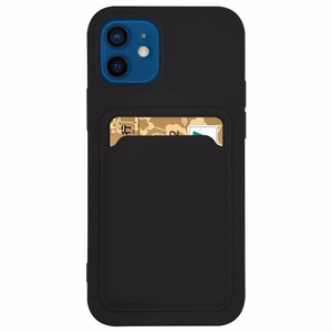 Card Case Silicone Wallet Case with Card Slot Documents for Samsung Galaxy A73 Black