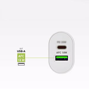 SBS TETRPD20W 20W USB-A USB-C sienas lādētājs ar Power Delivery - balts