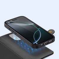 Ādas viedtālruņa apvalks Dux Ducis Lawa iPhone 16 Pro - melns