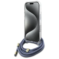 Guess Crossbody Cord 4G Print viedtālruņa apvalks ar siksniņu iPhone 16 - zils