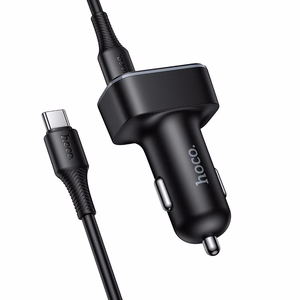 auto lādētājs Hoco USB A + USB C PD QC3.0 48W + kabelis USB C to C Z63B melns