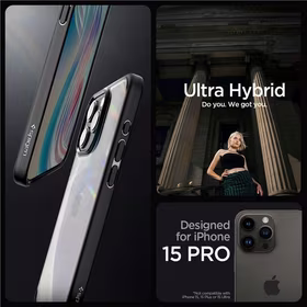 Spigen Crystal Hybrid iPhone 15 Pro viedtālruņa apvalks - melns