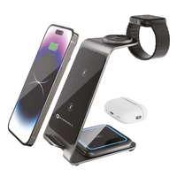 Forcell F-ENERGY Simply Charge 3in1 alumīnijs saderīgs ar Apple Watch un Samsung Watch pelēks