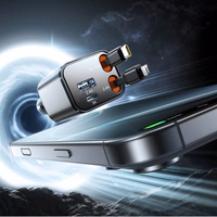 Automašīnas lādētājs Joyroom "JR-CCL05" melns 30W (1xPD / 1xQC3.0) + "Lightning" un "Type-C" kabelis