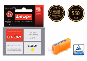 Activejet ACC-526YN – dzeltenas tintes kasetne, aizstāj Canon CLI-526Y, 10 ml, Supreme