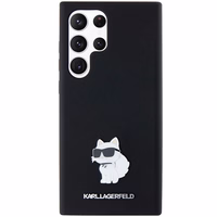 Karl Lagerfeld silikona Choupette metāla piespraude viedtālruņa apvalks Samsung Galaxy S23 Ultra - melns