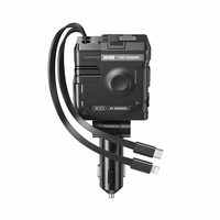 XO auto lādētājs CC66 104W 1x USB 1x USB-C melns ar USB-C kabeli un Lightning kabeli