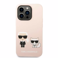 Karl Lagerfeld KLHMP14LSSKCI iPhone 14 Pro 6.1 "cietais viedtālruņa apvalks gaiši rozā / gaiši rozā silikona Karl & Choupette MagSafe