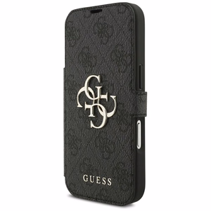 Guess Book 4G Metal Logo atverams maciņš iPhone 18 Pro / 17 Pro, melns